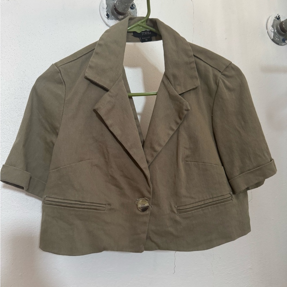 Olive Green Cropped Jacket